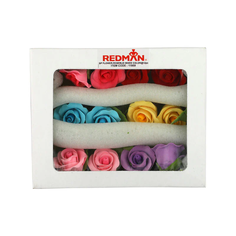 gum paste flower rosebud mixed colour 4x4cm (#11959) - Image 4