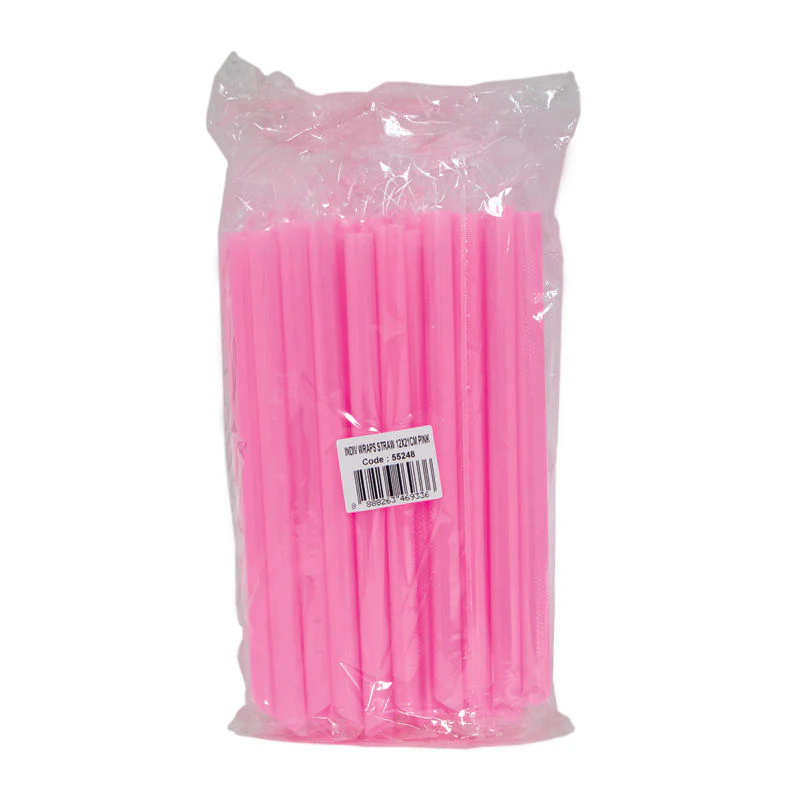 single wrapped straw 12x21cm pink (#55248)