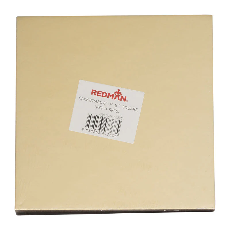 cakeboard 6" square/gold 5pcs (#56346)