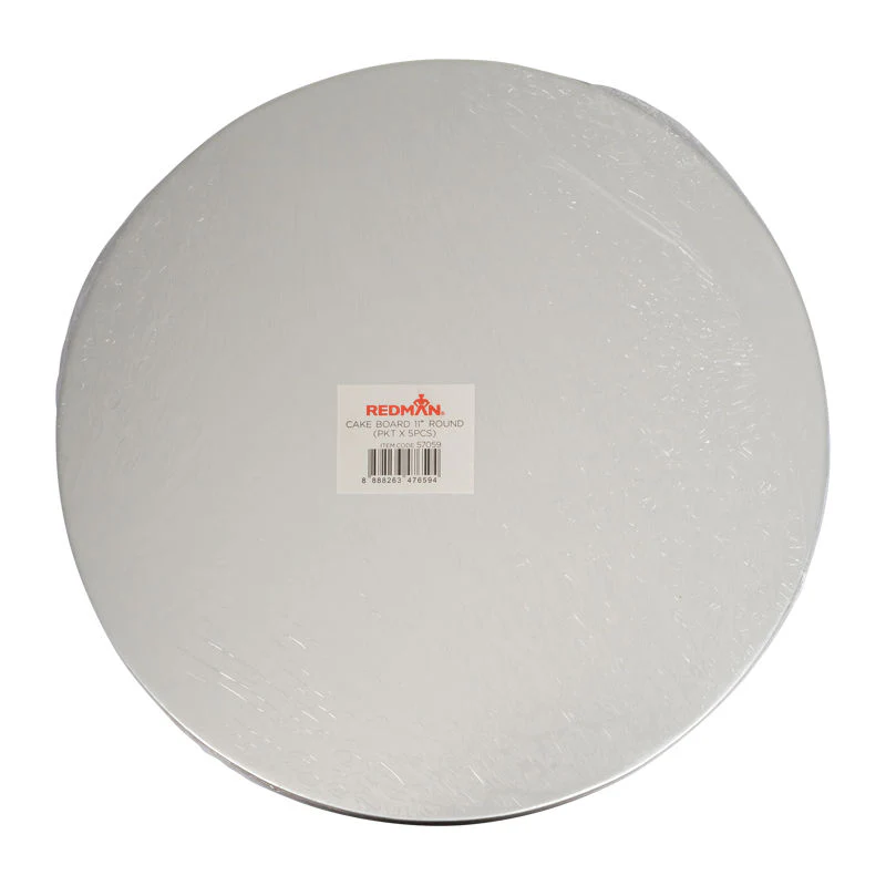 cake board 11" round silver 5pcs (#57059)