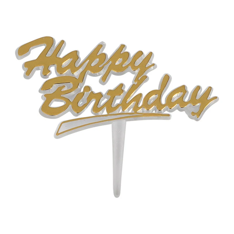 happy birthday clear tag (gold) 5pcs (#58110)