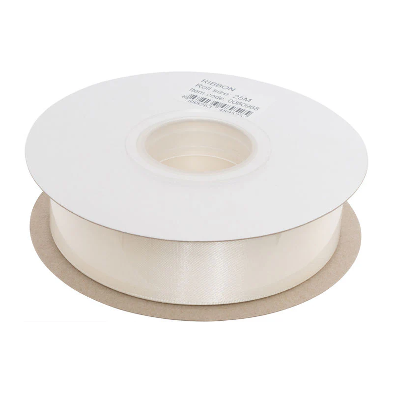 ribbon satin antique white 25mmx25m (#60968) - Image 2