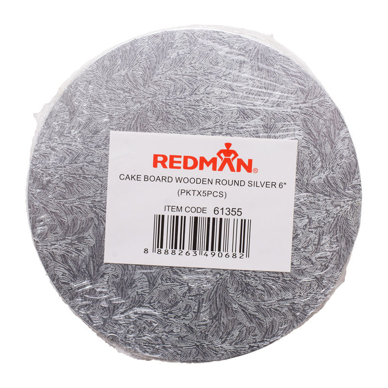 wooden cakeboard rd silver 6" 5pcs (#61355) - Image 2