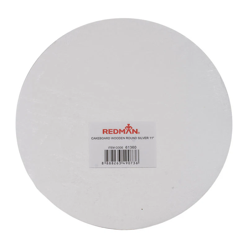 wooden cakeboard round silver 11" (#61360)