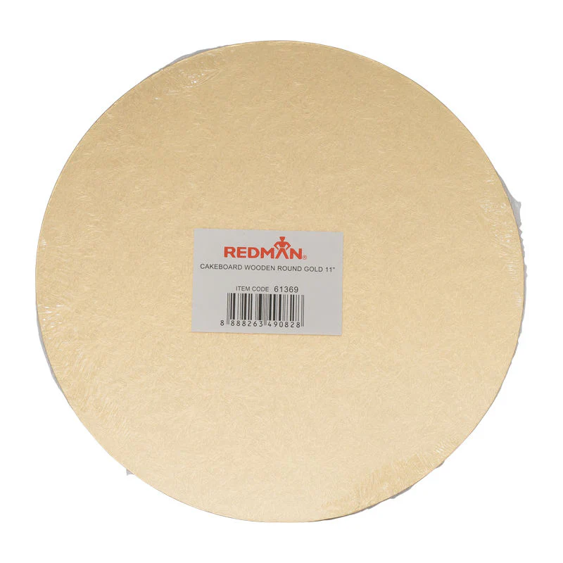 wooden cake board round 11" gold (#61369) - Image 2