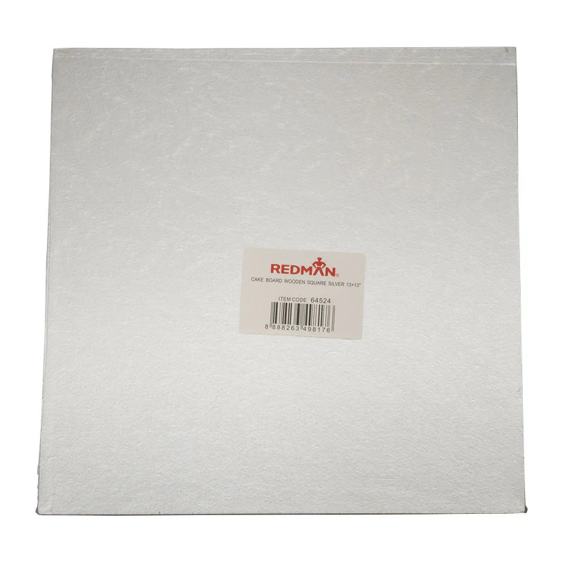 wooden cakeboard square silver 13" (#64524)