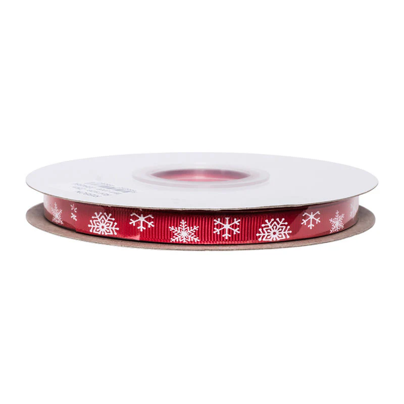 ribbon red snowflakes 9mmx25m (#64564) - Image 2