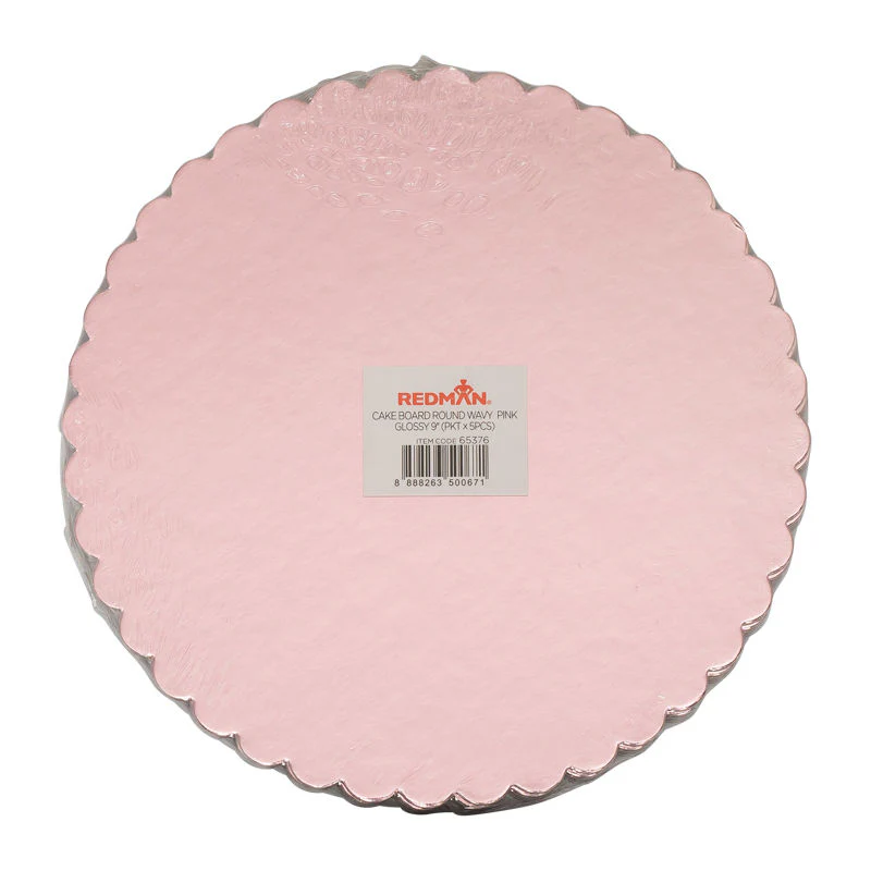 cakeboard 9" round wavy pink 5pcs (#65376) - Image 2