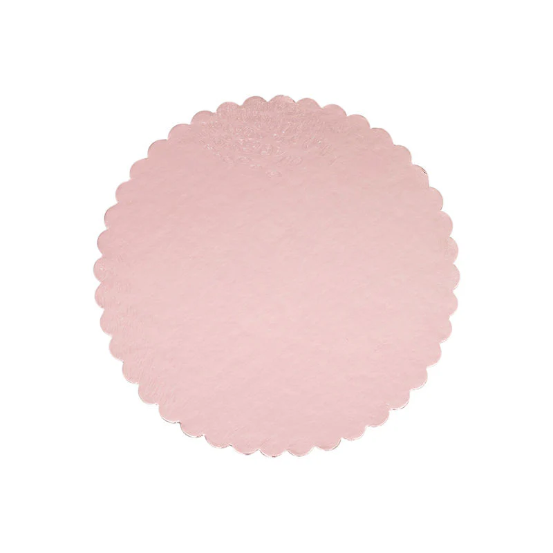 cake board 8" round wavy pink 5pcs (#100447)