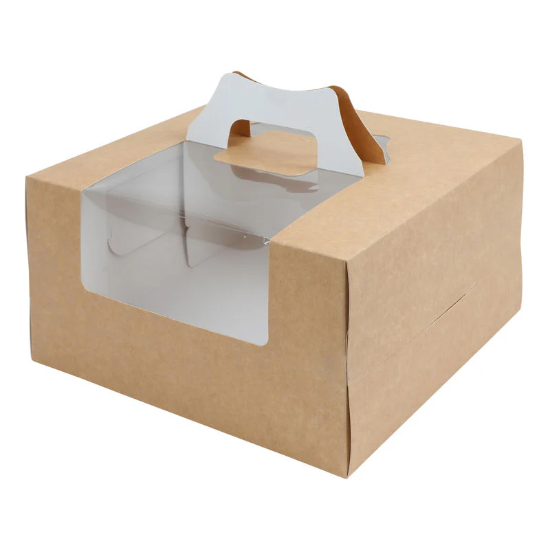 coated kraft cakebox window handle 10x10x5.5" 5pc (#101790) - Image 2