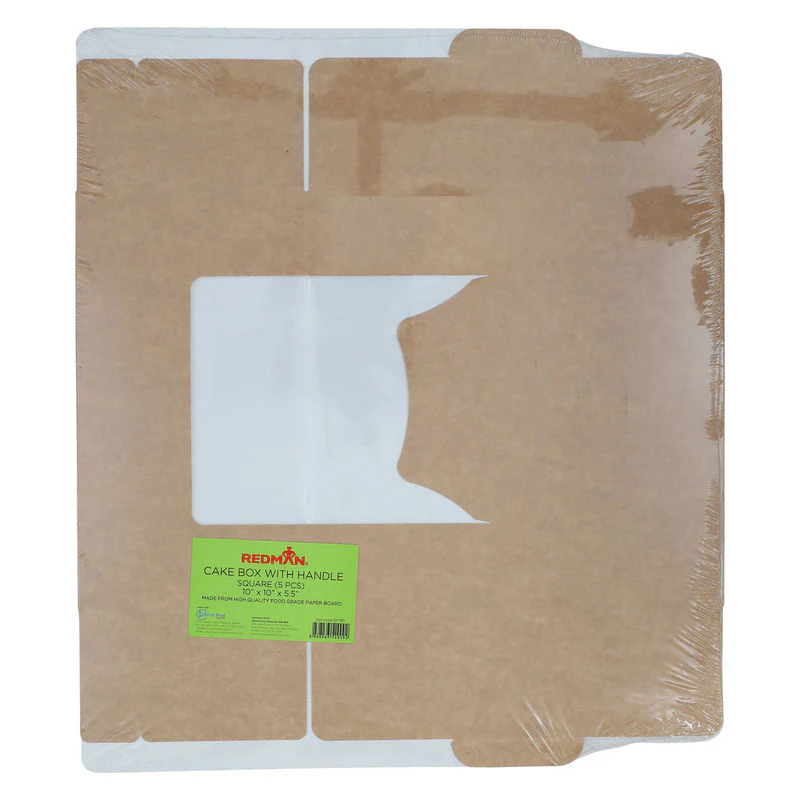 coated kraft cakebox window handle 10x10x5.5" 5pc (#101790) - Image 3