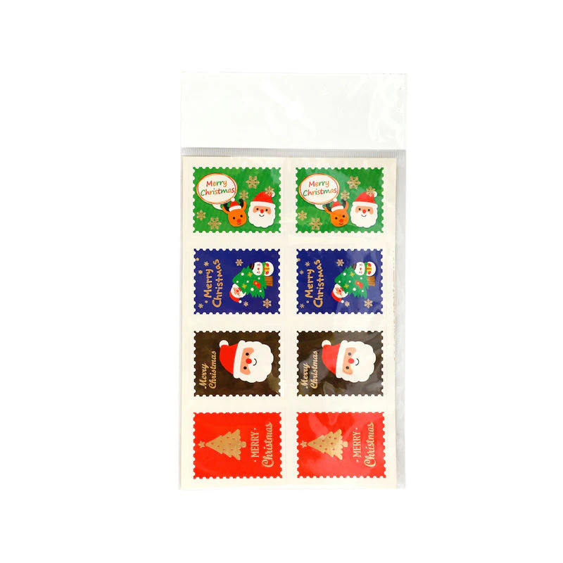 x'mas sticker merry xmas rect b092 8pc (#102489)