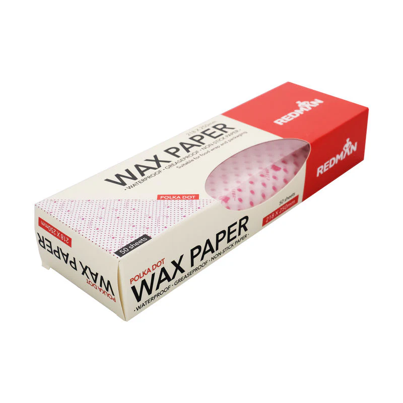 wax paper polka dot 218x250mm 50pc (#102555)