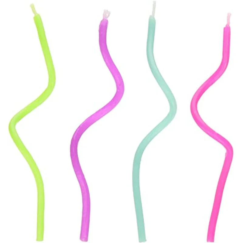 curly rainbow candle 3" 2811-6316 11pc (#102663)