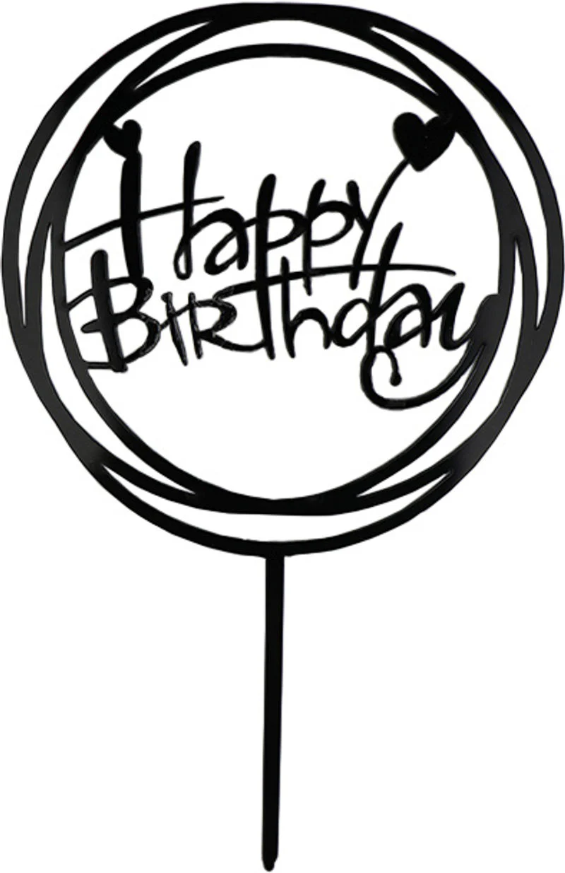 HAPPY BIRTHDAY ARCYLIC INSERT ROUND BLACK (#103558) - Image 2
