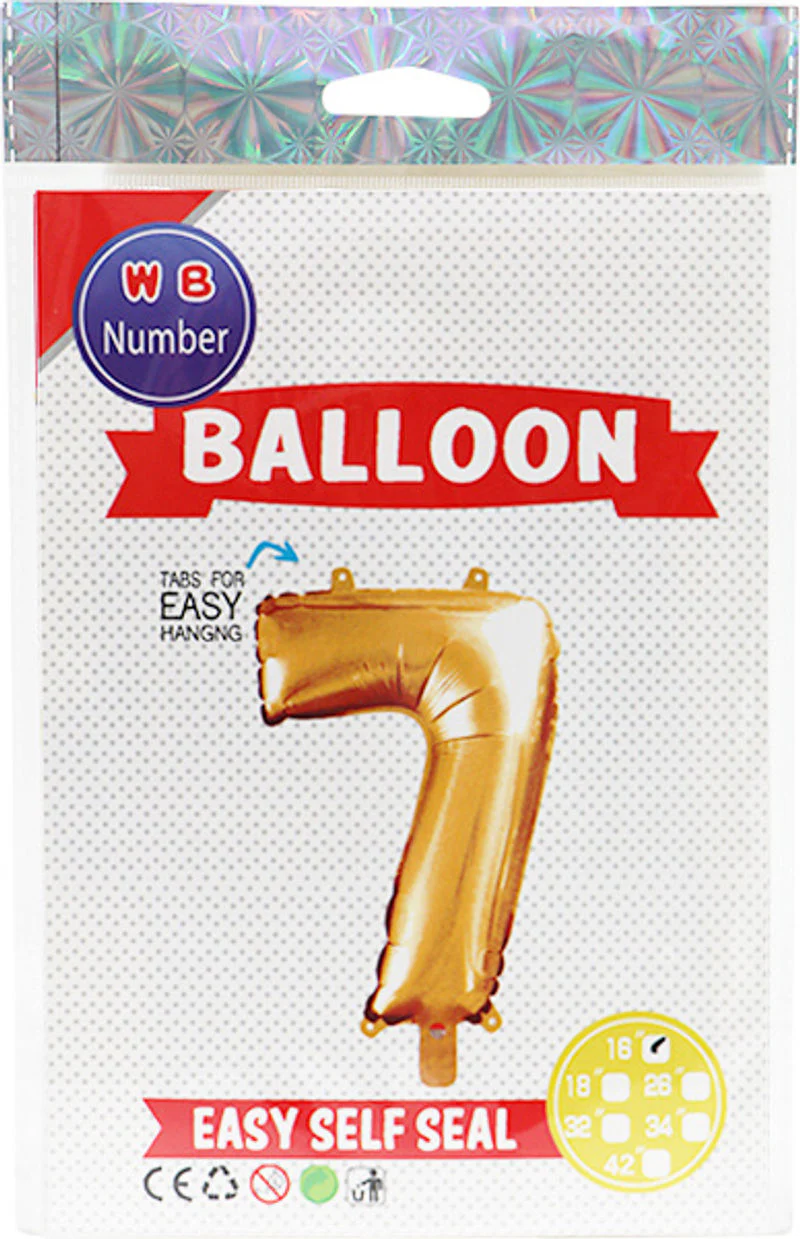 BALLOON NUMBER 7 GOLD 16" (#103711)