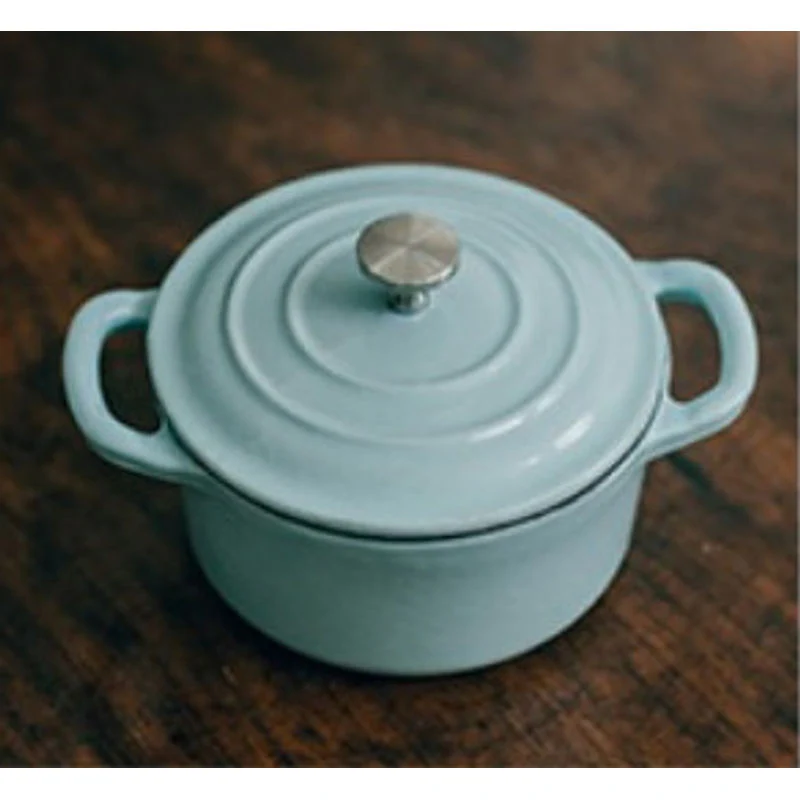 10cm cast iron enamel mini pot-pastel blue (#105758) - Image 2
