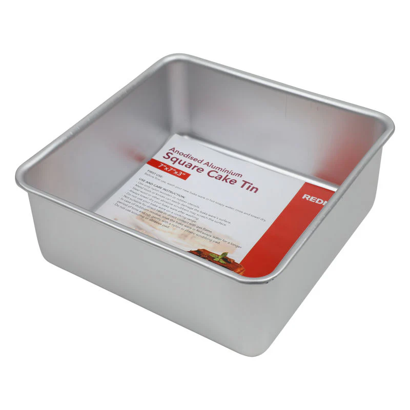 square cake tin alum anodized 7x7x3" (#106523) - Image 2