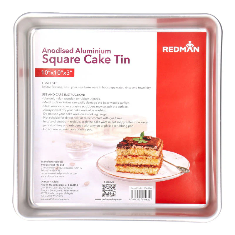 square cake tin alum anodized 10x10x3" (#106526) - Image 2