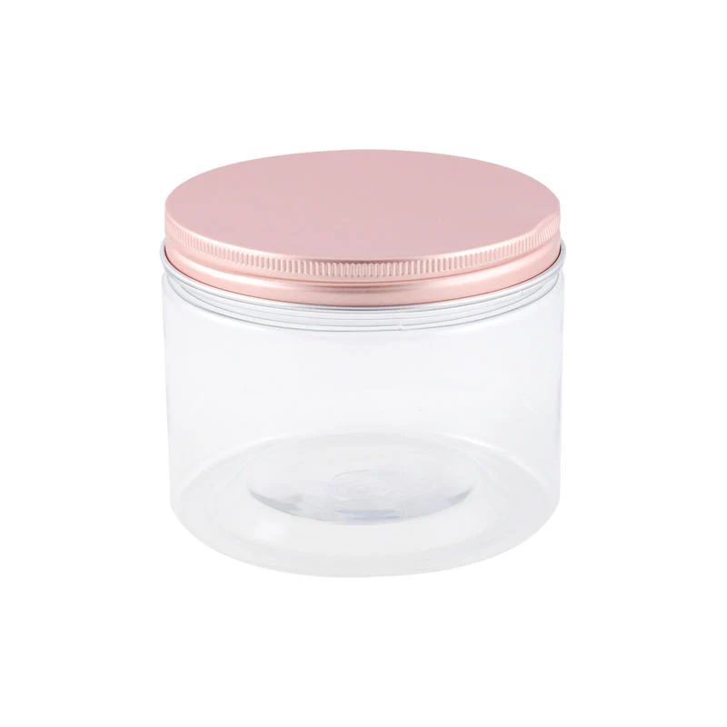 round pet container rose gold alum cap 550ml (#106833)