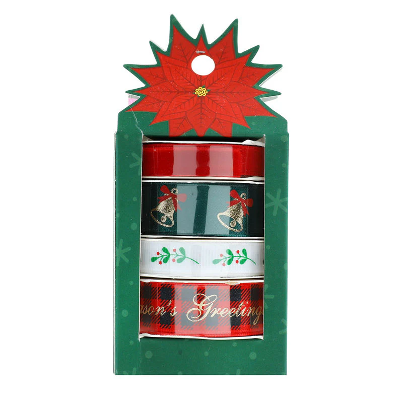 ribbon xmas red green white set of 4x1yd (#107006) - Image 2