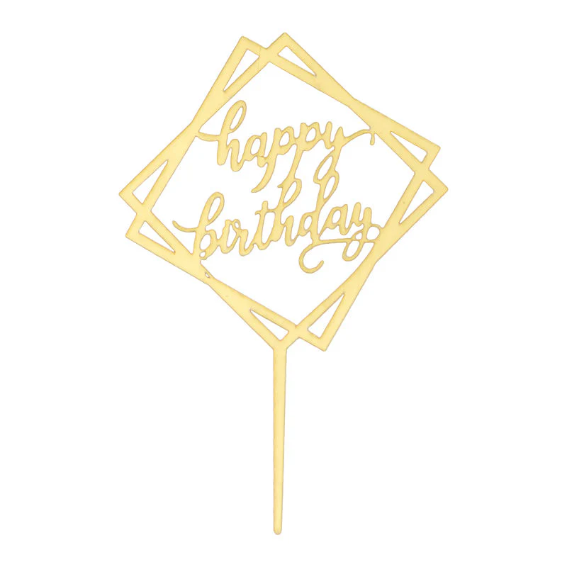 arcylic pick happy birthday square gold (#107231) - Image 2