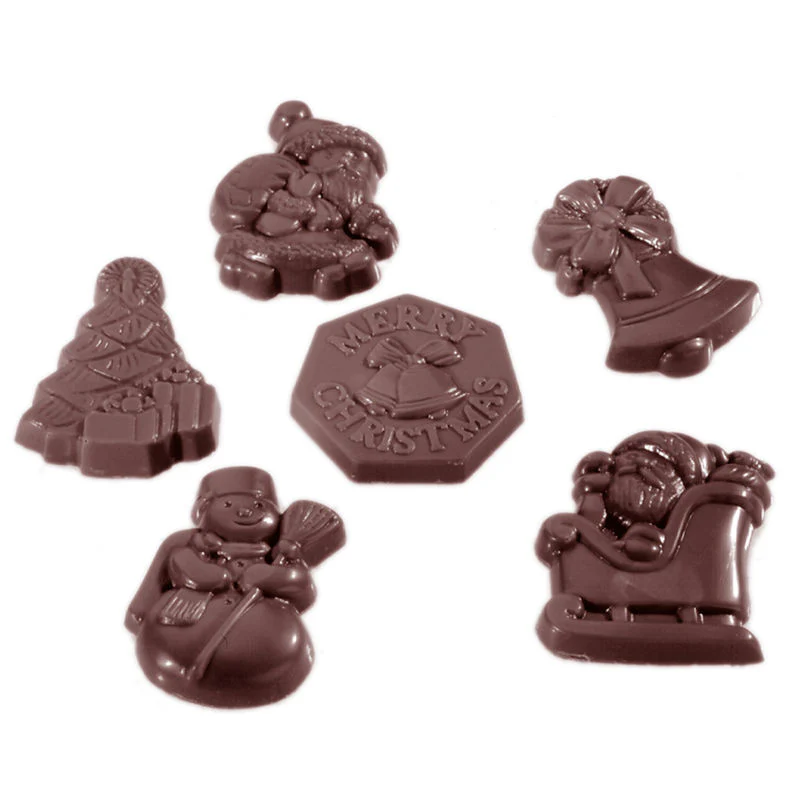 chocolate mould xmas garnish 6fig 18cav cw1406 (#107464)