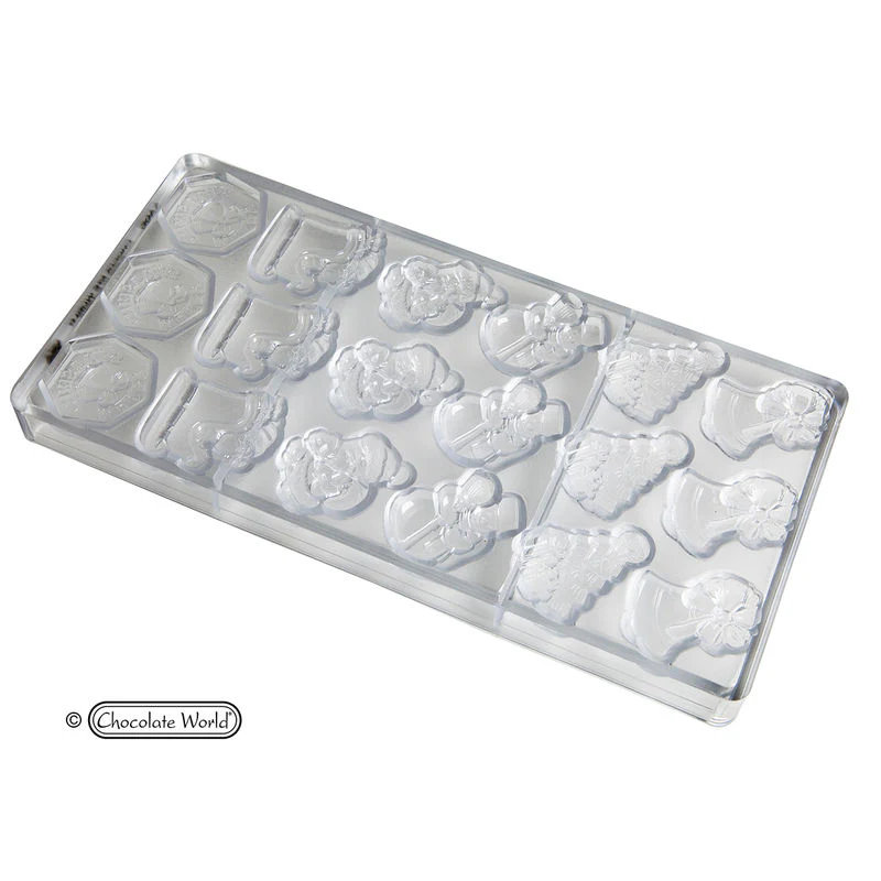 chocolate mould xmas garnish 6fig 18cav cw1406 (#107464) - Image 3