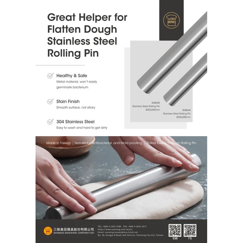 35.5cm stainless steel rolling pin sn8045 (#108772) - Image 4
