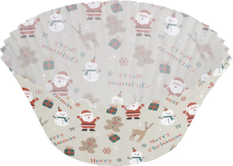 BAKING CASES GREASEPROOF 75MM XMAS PARTY GREY 500PC (#109816)