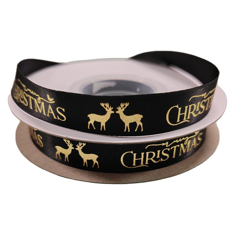 ribbon xmas black gold 16mmx25m (#110403) - Image 2