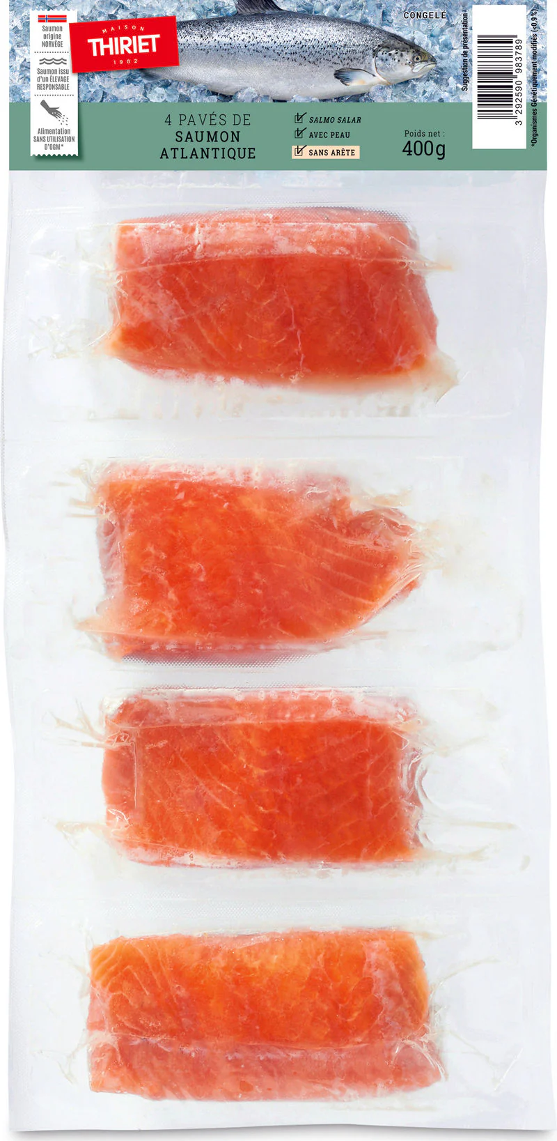 athlantic salmon steaks with skin 400g 4 pieces (#113197)