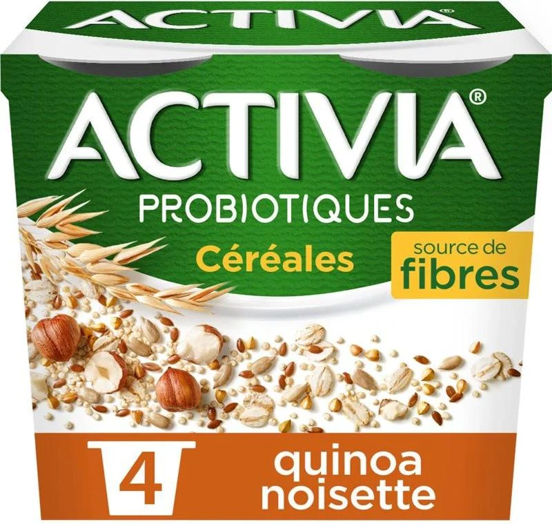 activia qinoa hazelnut yogurt 4x120g (#114656)