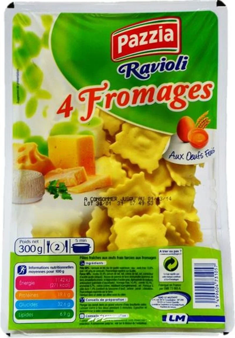 4 cheeses raviolis fresh pasta 300g (#114943)
