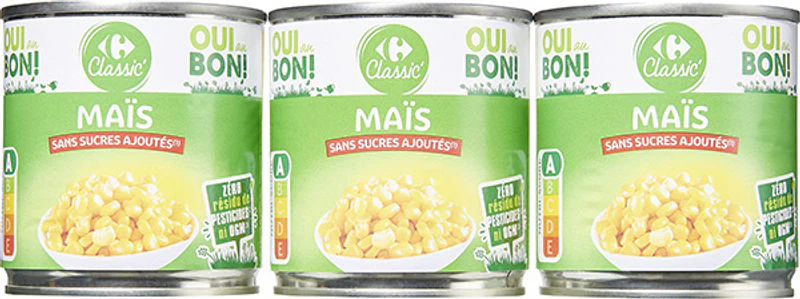 Maïs doux sans sucres ajoutés (Canned Corn) 3x150g (#115770)