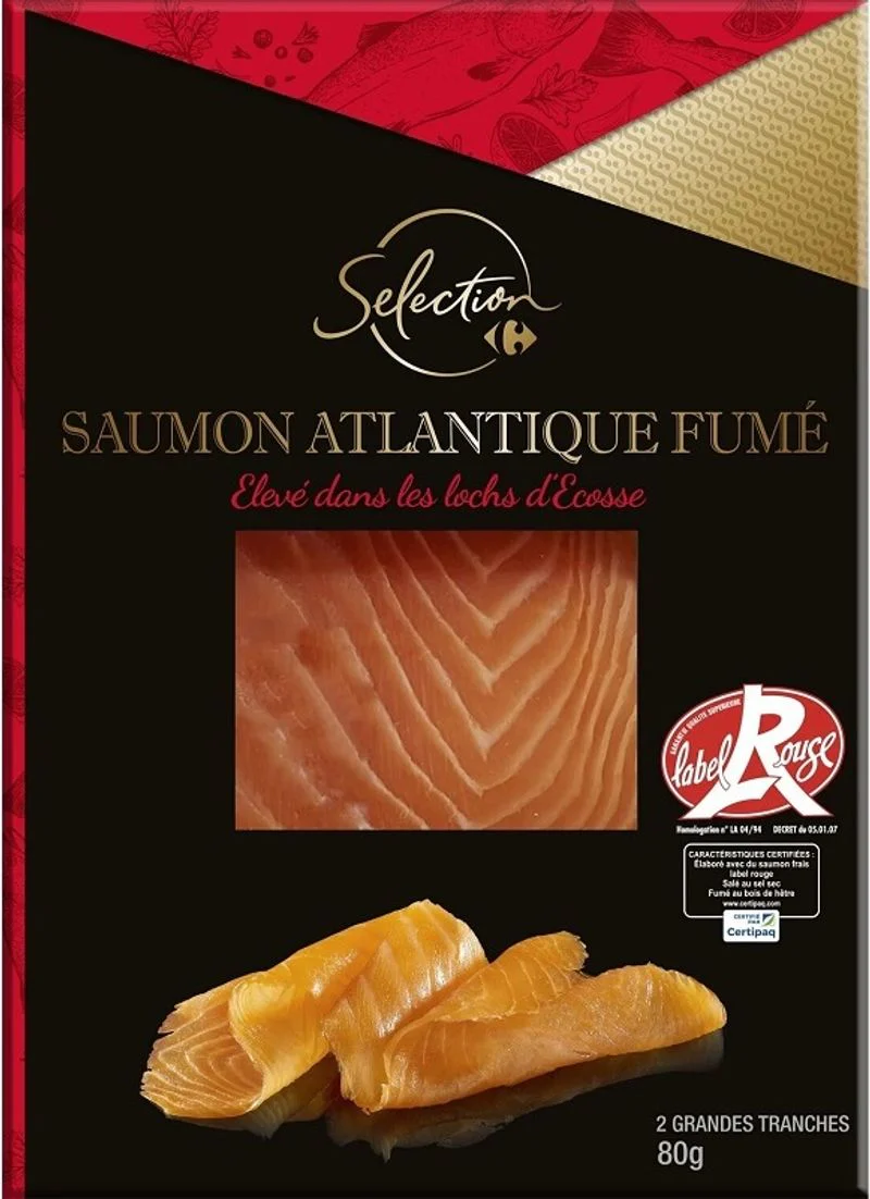 scottish smoked salmon red label fish 80g (#116006)
