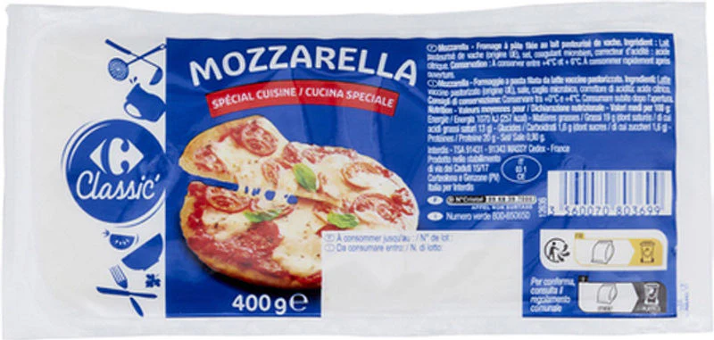 mozzarella for cooking cheese 400g (#116337)