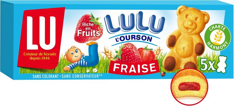LULU TEDDY BEAR SHAPE STRAWBERRY SPONGE CAKE 150G (#116443)