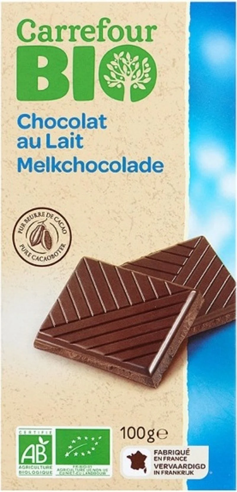 organic milk chocolate 100g (#116636)