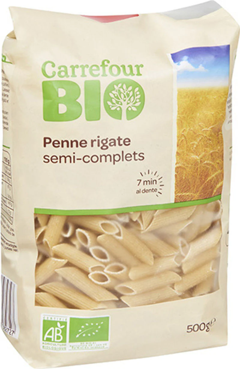 organic semi-whole penne pasta 500g (#117672)