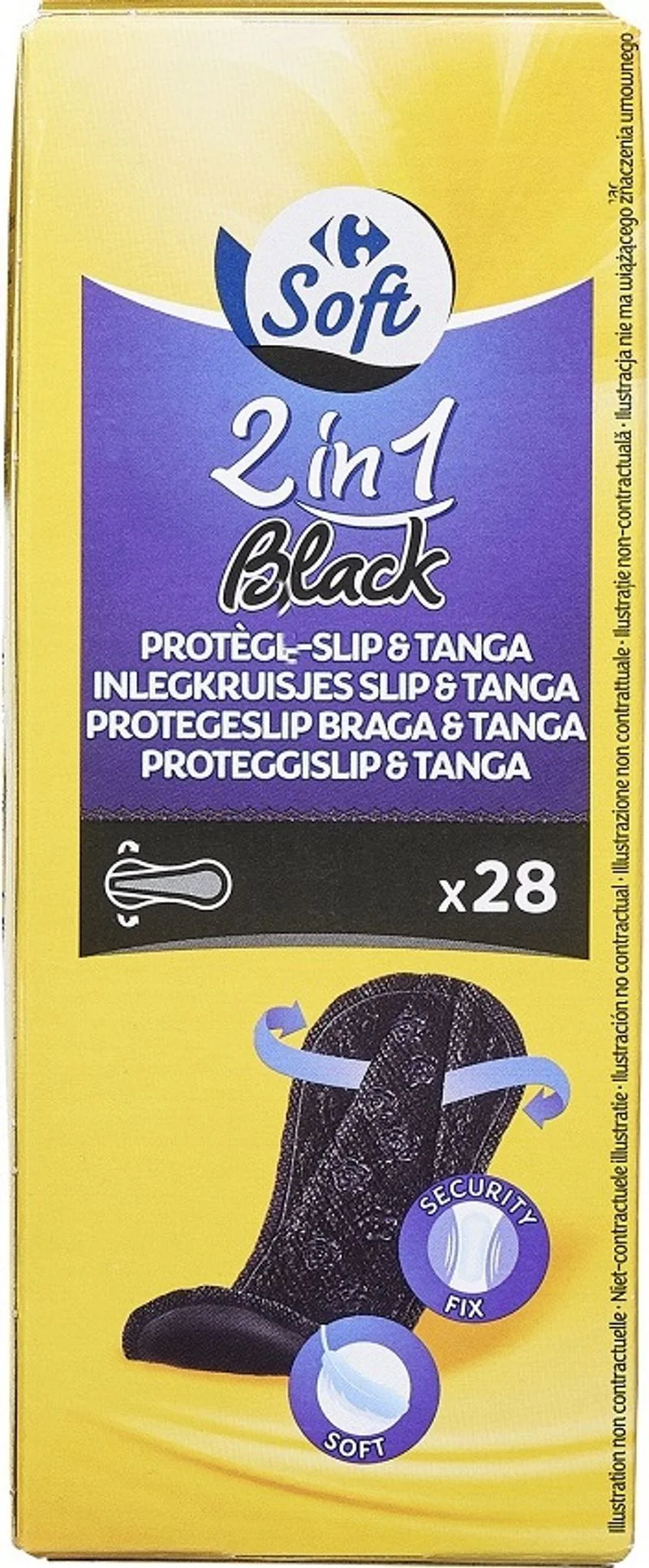2in1 black panty liner thong 28pc (#119334)