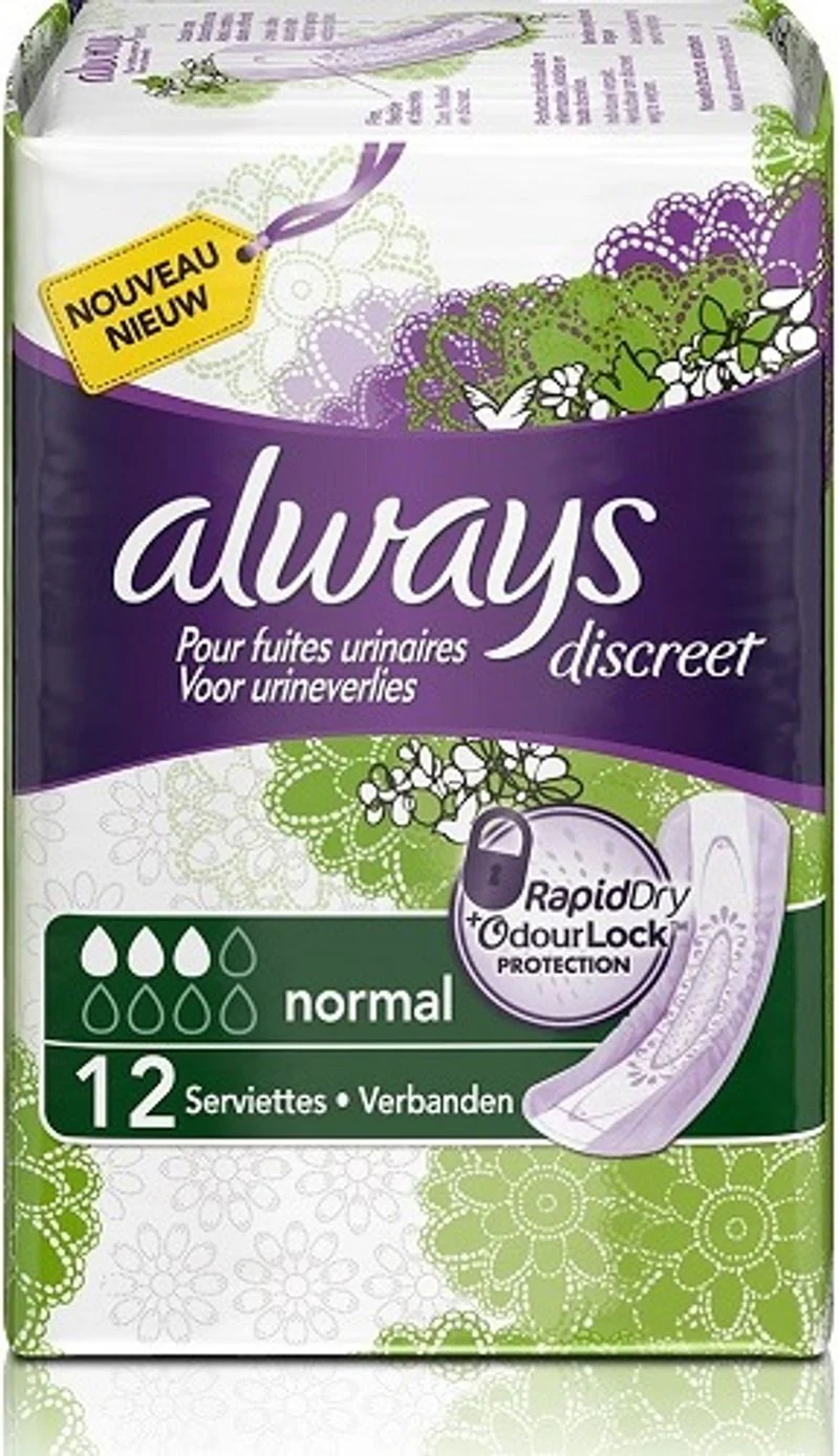 discreet normal incontinence pads 12pc\always (#119355)
