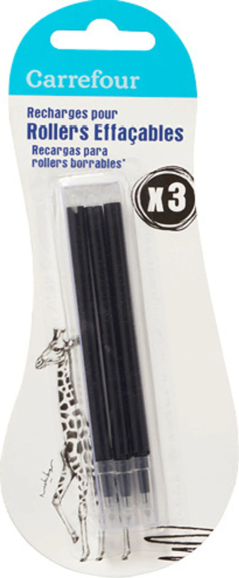 black erasable rollerball pen refills 3pc (#119812)