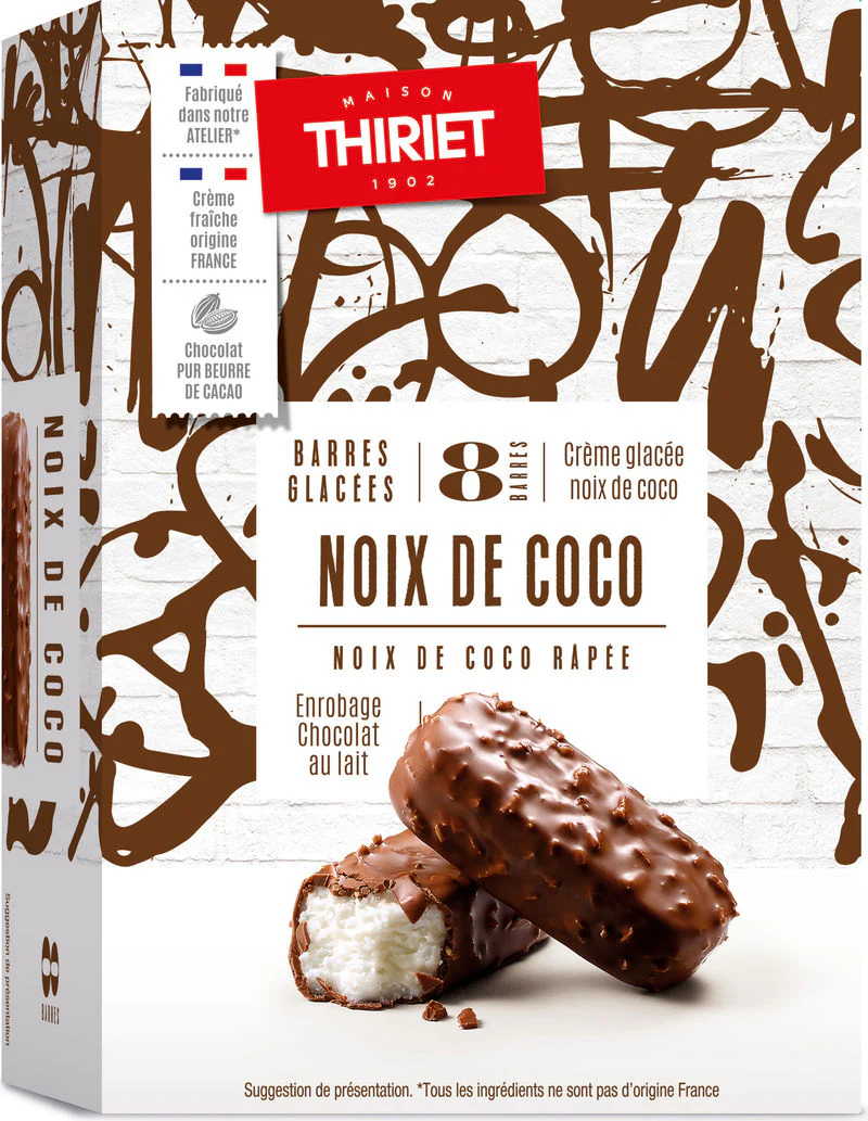 ice cream bars coconut and milk chocolate coating 5pcx40g (#120615)
