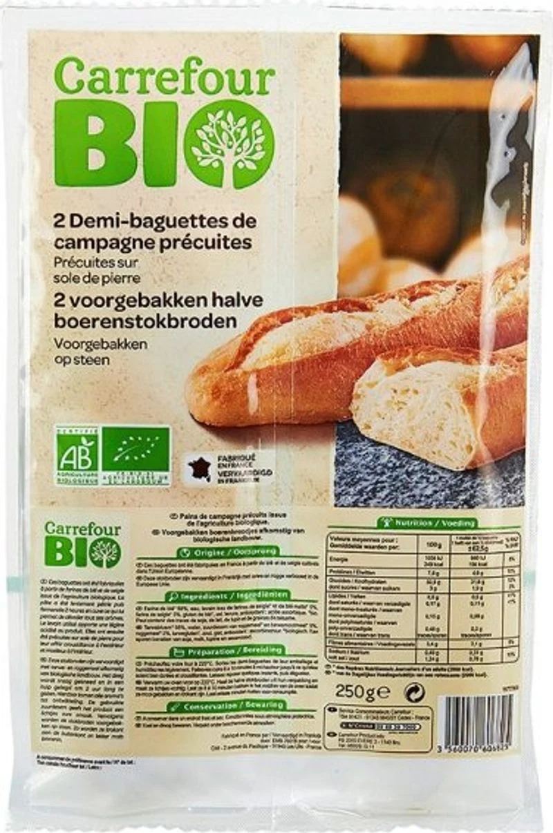 org precook half baguettes bread 2x125g (#122162)