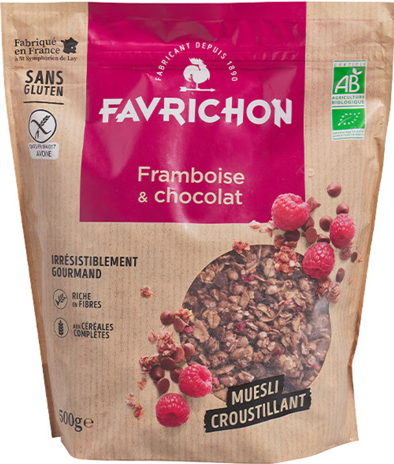 organic raspberry chocolate muesli 500g (#122183)