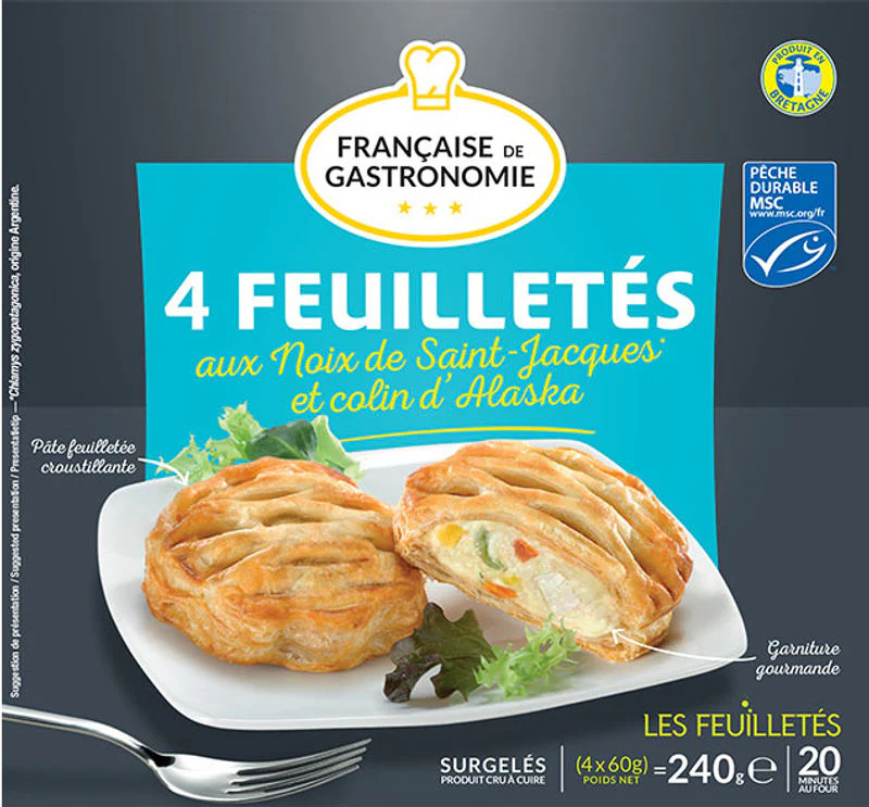 scallops and cod puff pastries 4x60g (#122242)