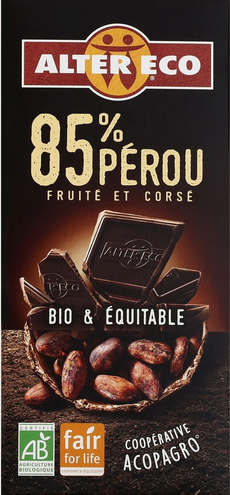 organic dark chocolate peru 85% 100g (#122362)