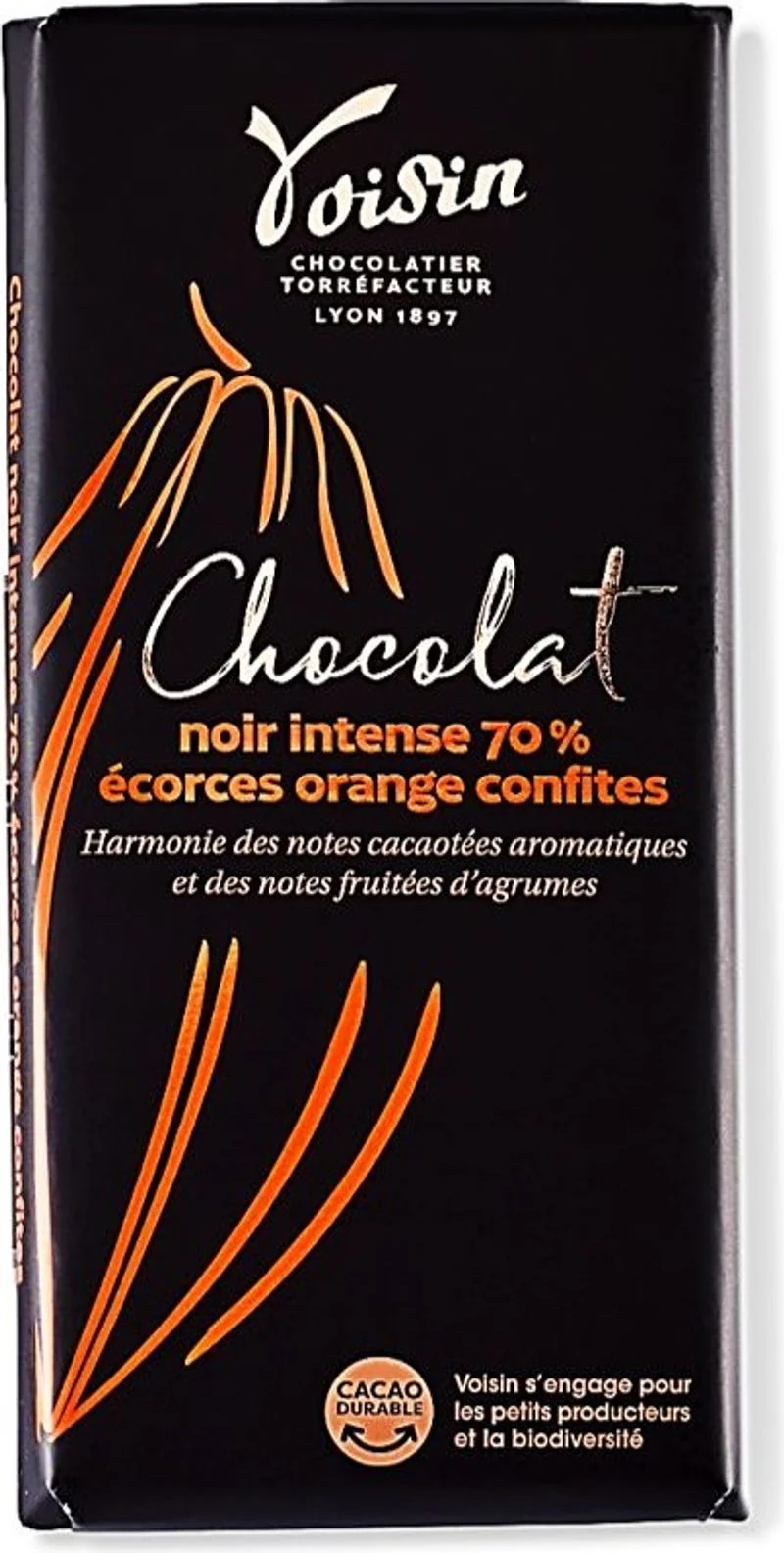 intense dark choc bar orange peels 100g (#124865)