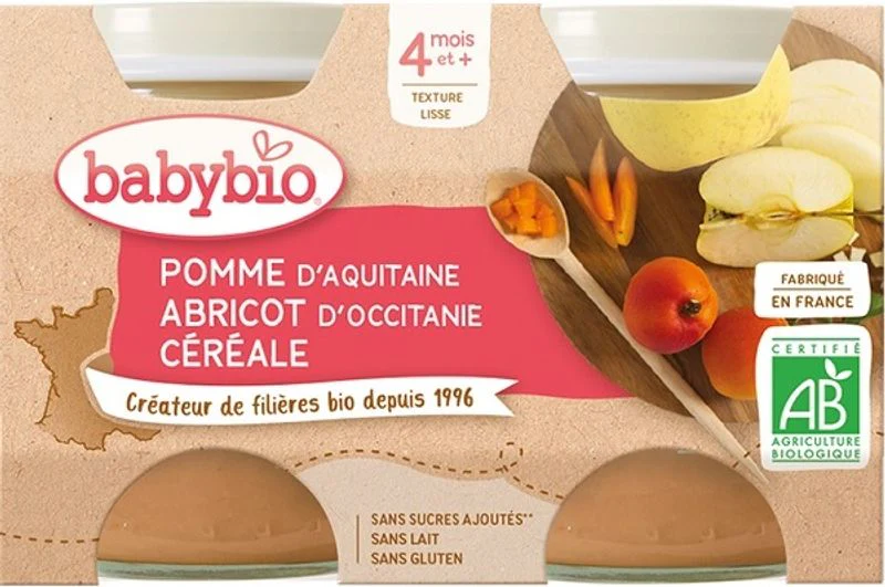 organic apple apricot cereal puree 2x130g (#125575)